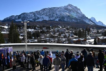 そり競技会場のコルティナ・スライディングセンター＝１５日、イタリア・コルティナダンペッツォ（共同）