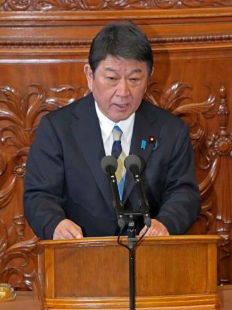 衆院本会議で外交演説する茂木外相＝２０日午後