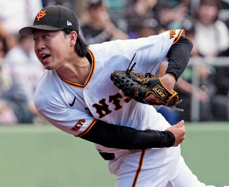 ヤクルトとのオープン戦に先発し、２回無失点だった巨人・山崎＝沖縄セルラー