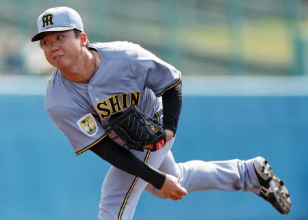 ヤクルト戦に先発し、２回無失点と好投した阪神・村上＝ＡＮＡ浦添