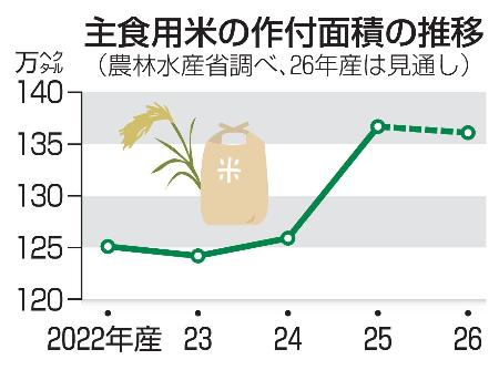 主食用米の作付面積の推移
