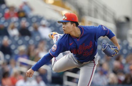 １９日のアストロズ戦に先発し、４回を３安打無失点だったメッツ・千賀＝ウェストパームビーチ