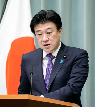 記者会見する木原官房長官＝２３日午前、首相官邸