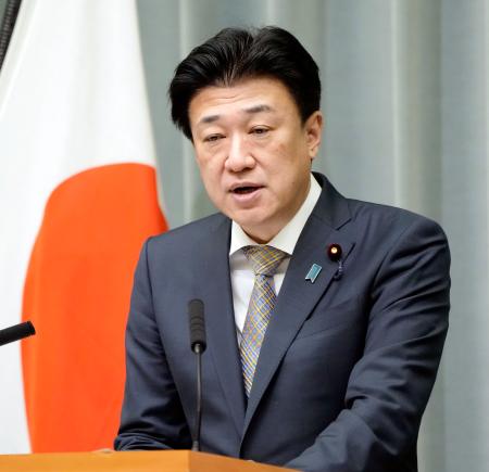 記者会見する木原官房長官＝７日午前、首相官邸