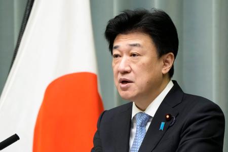 記者会見する木原官房長官＝１４日午前、首相官邸