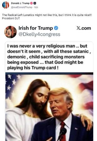 トランプ米大統領が投稿した交流サイトの画面（ＳＮＳトゥルース・ソーシャルから）