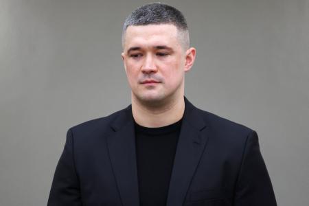 ウクライナのフェドロフ国防相＝１４日、ベルリン（ロイター＝共同）