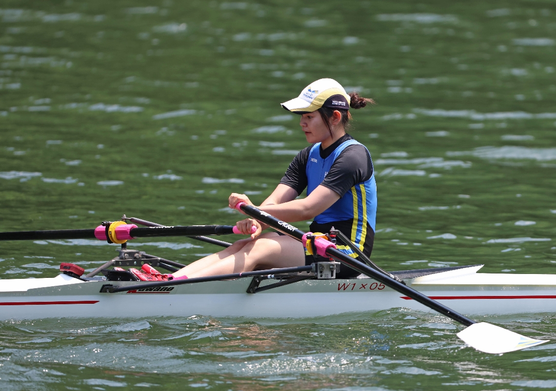 【ローイング女子シングルスカル決勝】優勝した三隈の森高