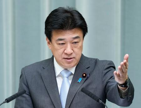 記者会見する木原官房長官＝２４日午前、首相官邸