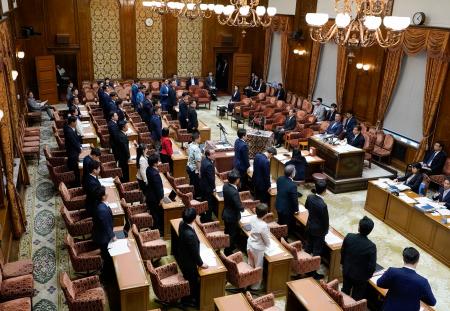 ＳＮＳ対策に向けた法改正案を可決した衆院政治改革特別委＝２５日午後