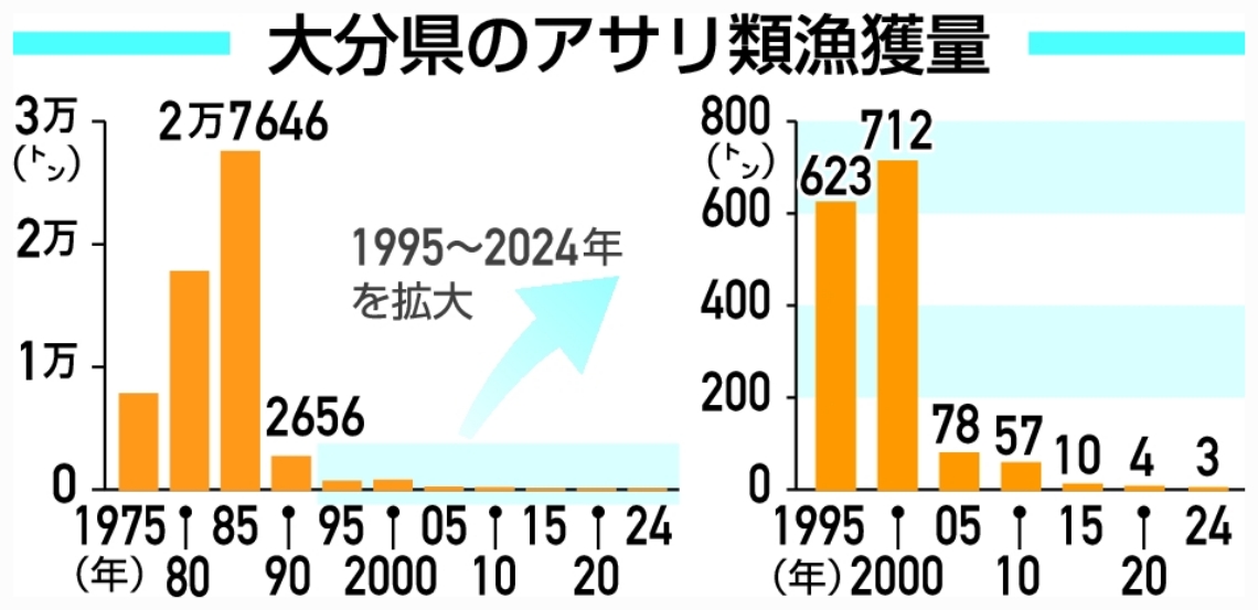 大分県のアサリ類漁獲量