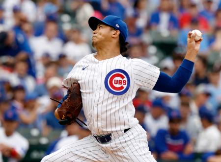 ドジャース戦に先発し、５回を１失点で８勝目を挙げたカブス・今永＝シカゴ（共同）