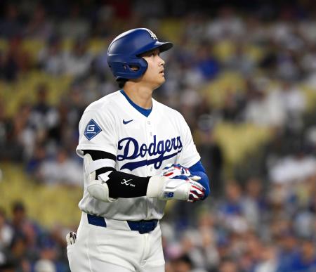 カージナルス戦の１回、一ゴロに倒れたドジャース・大谷＝ロサンゼルス（共同）