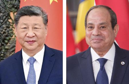 中国の習近平国家主席（新華社＝共同）、エジプトのシシ大統領（ゲッティ＝共同）