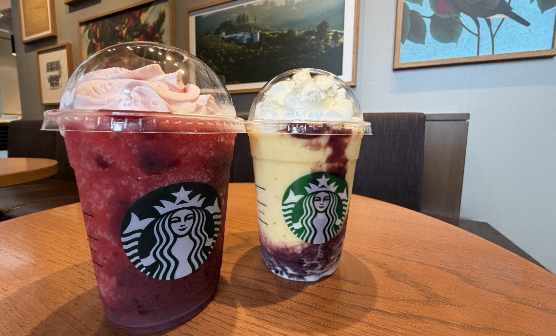 スターバックスコーヒーのアミュプラザおおいた１階店で購入できる「Ｍｙフルーツ　フラペチーノ」。ベースドリンクやフルーツは自分好みにカスタマイズできる