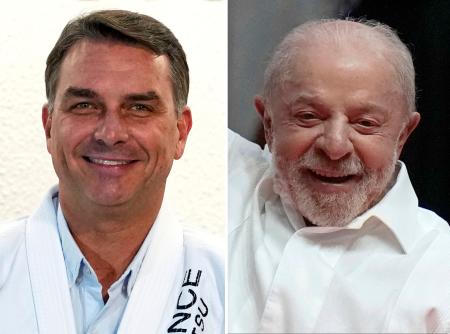 ブラジル大統領候補のフラビオ・ボルソナロ上院議員（左）とルラ大統領（ＡＰ＝共同）